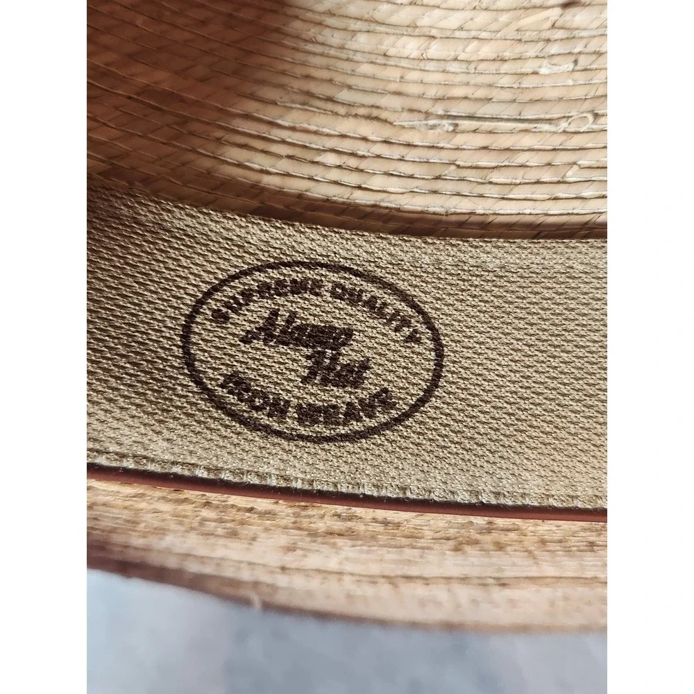 Alamo Hat Cowboy Hat Mens OS Tan Good Woven Straw Leather Band Conchos Western